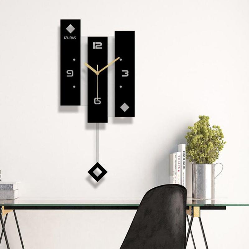 

New Wall Clock Quartz Nordic Clock With Pendulum Large Size Wall Watch Modern Design For Home Decoration Big Duvar Saati Decor
