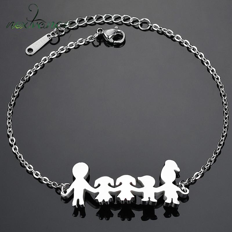 

Nextvance Stainless Steel Father Mother Girls Boy Bracelet Link Chain Charm Bracelet for Women Gift Family Jewelry