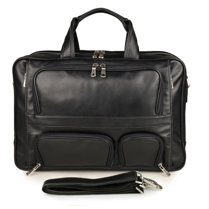 

YUPINXUAN Europe Fashion Cow Leather Messenger Bags 17" Laptop Briefcases Male Large Real Leather Travel Handbags Big Hand Bags, Black