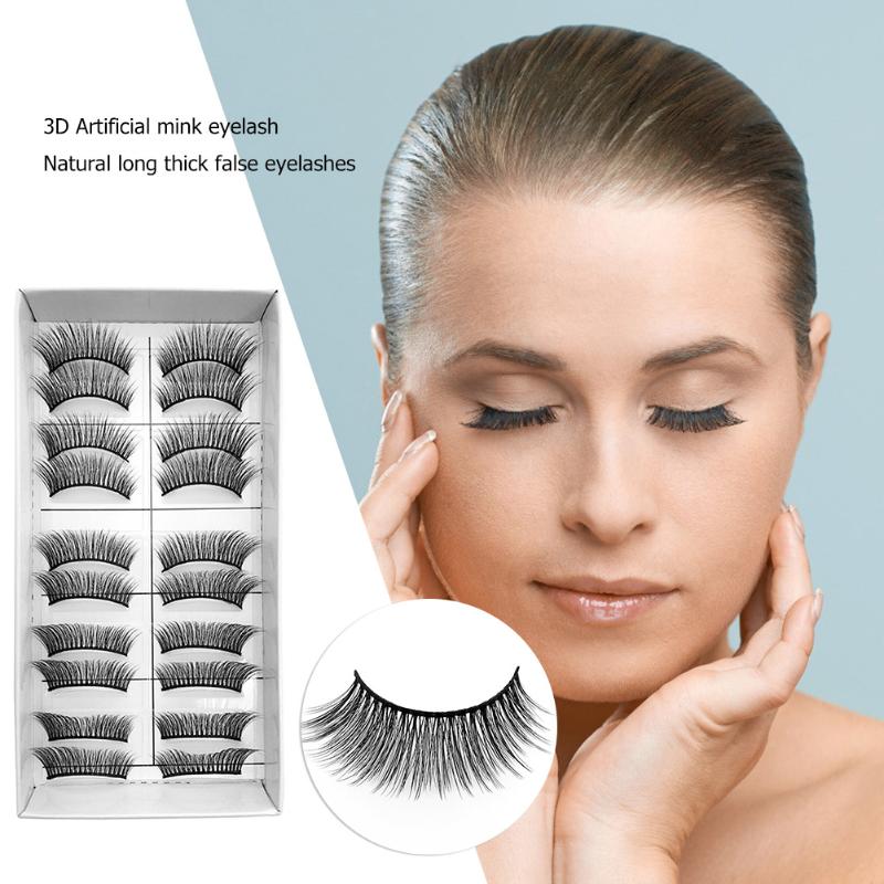 

Natural Thick Long False Lashes Makeup Tools 10 Pairs 3D Mink Fake Eyelashes Wispy Makeup Beauty Extension Tools