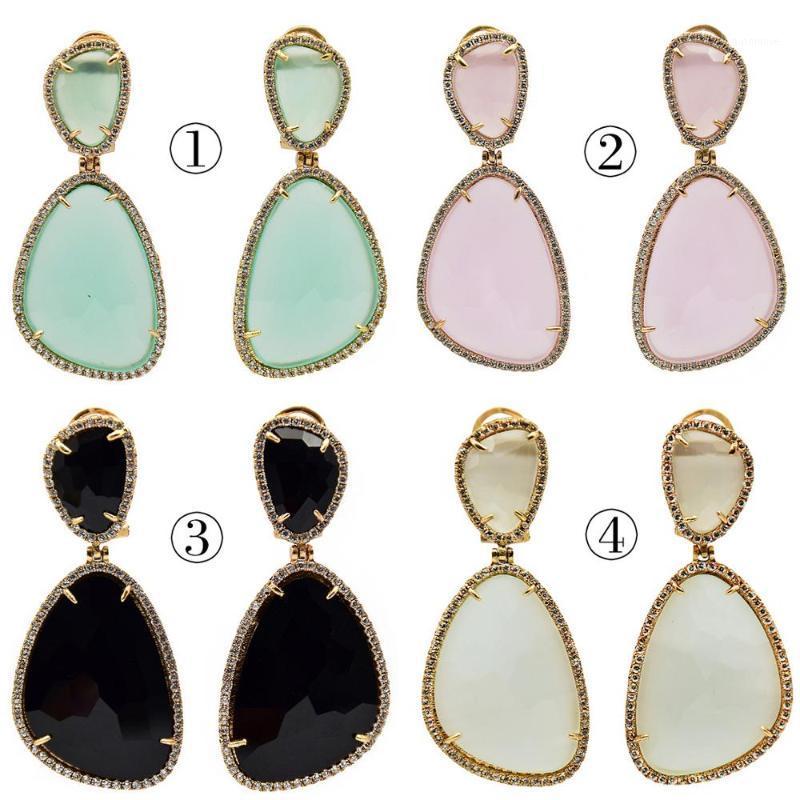 

12 styles Gold Metal Cubic Zirconia Statement Luxury Drop Earrings For Women Wedding Jewelry Suitable Party Sending Friends1