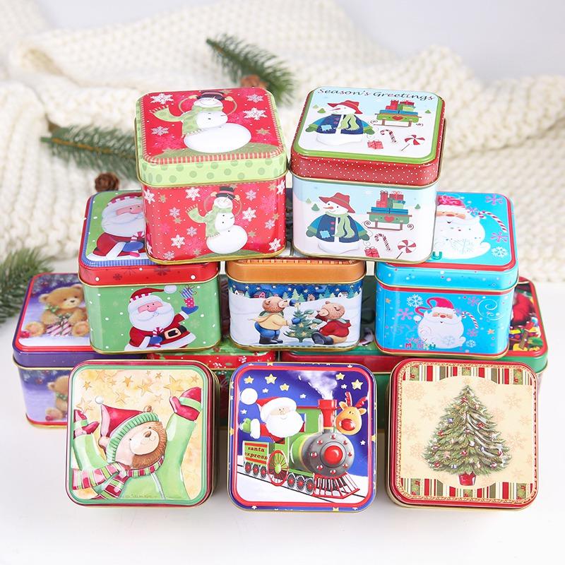 

Candy Box Cute Christmas Tin Box Candy Baking Mini Gift Package Cookies Biscuit Case Container Sealed Storage Jar Random Pattern