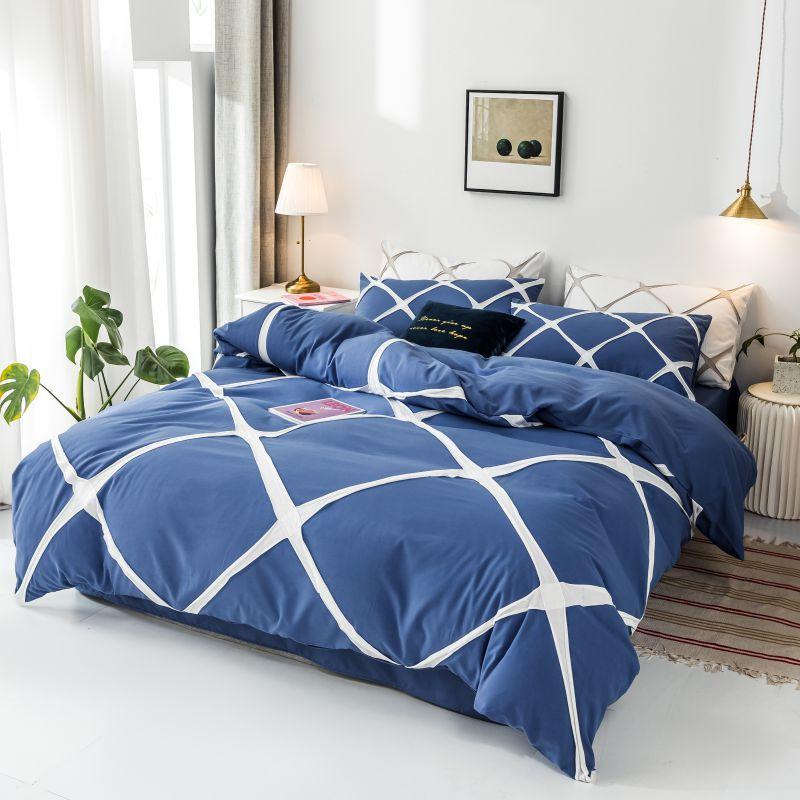 

Blue Color Bedding Set Single/Queen/King Size lenzuola letto singolo Bed Sheets And Pillowcases Duvet Cover Sets With Flat Sheet, Type 2