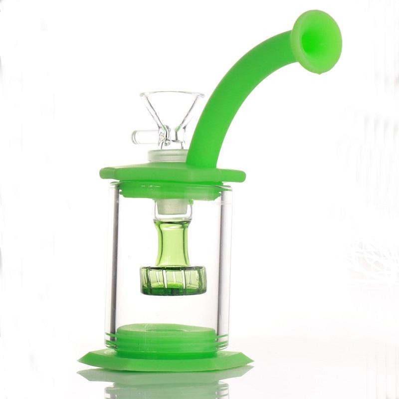 

5 Colors Assemble Silicone Bong tall 15cm Easy clean Dab Rig small rigs glass bongs pipe