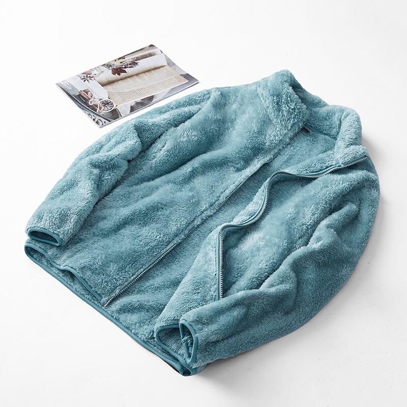 

A9580-Men and women couple autumn and winter plus velvet thick coat, Black