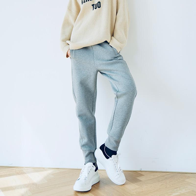 

Plus velvet thick elastic drawstring sweatpants women loose and thin waist pants women 2020 casual pants wild guard, Black