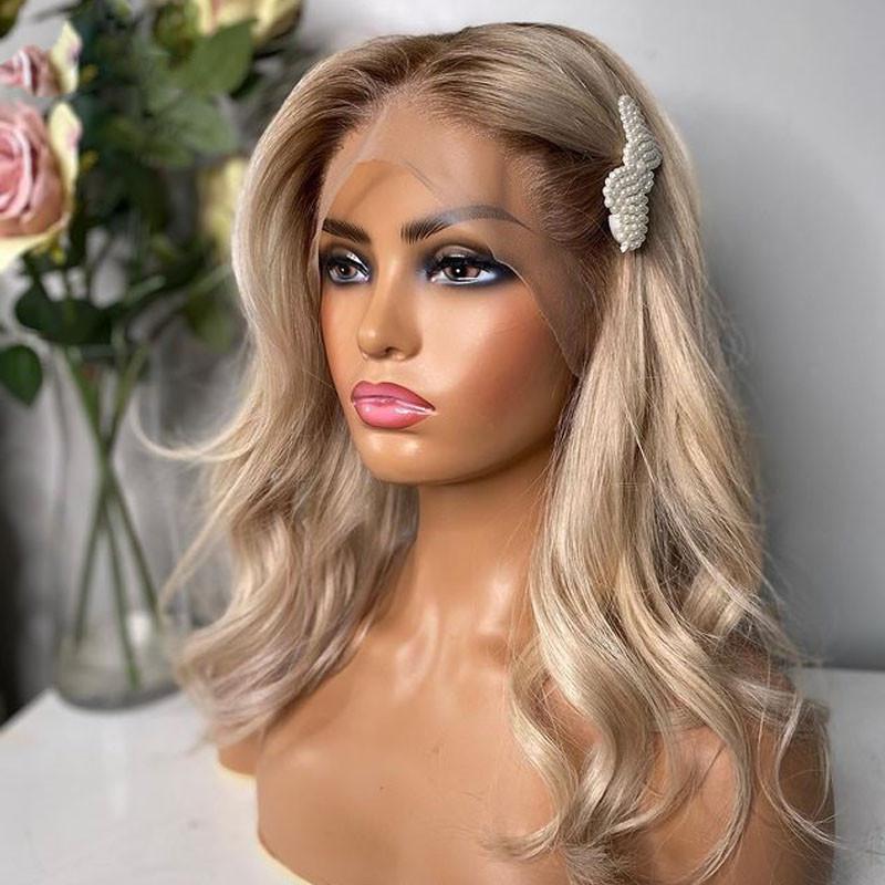 

3# Brown Ombre Blonde Transparent 13x4 Lace Front Human Hair Wigs Thick Long Wavy Remy Brazilian 13x6 Lace Front Wig For Women, 13x4 lace front wig