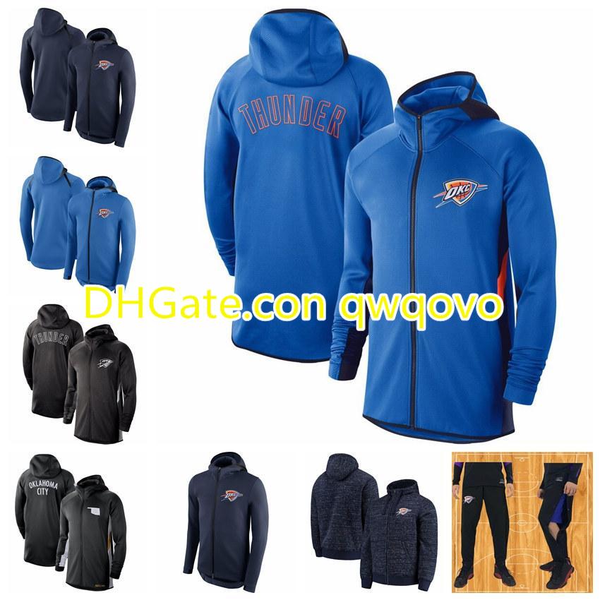 

Oklahomas City Thunder Men Showtime Jersey Therma Flex Performance OKC Full-Zip Basketball Hoodie Blue, Black;red