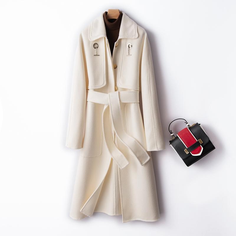 

Autumn and winter women' fashion wool coat two-piece warm long coat, Black