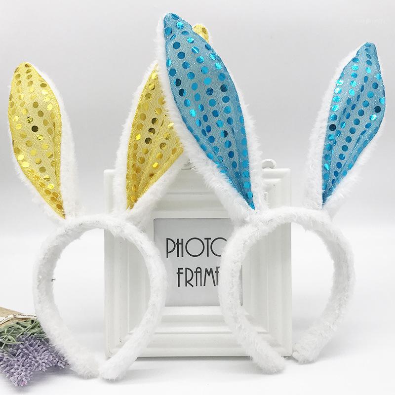 

4pcs/Lot Sequin Ear Headbands Pink Blue Color Plush Hair Accessories Lovely Easter Head Band Girls Hair Band Party1, White