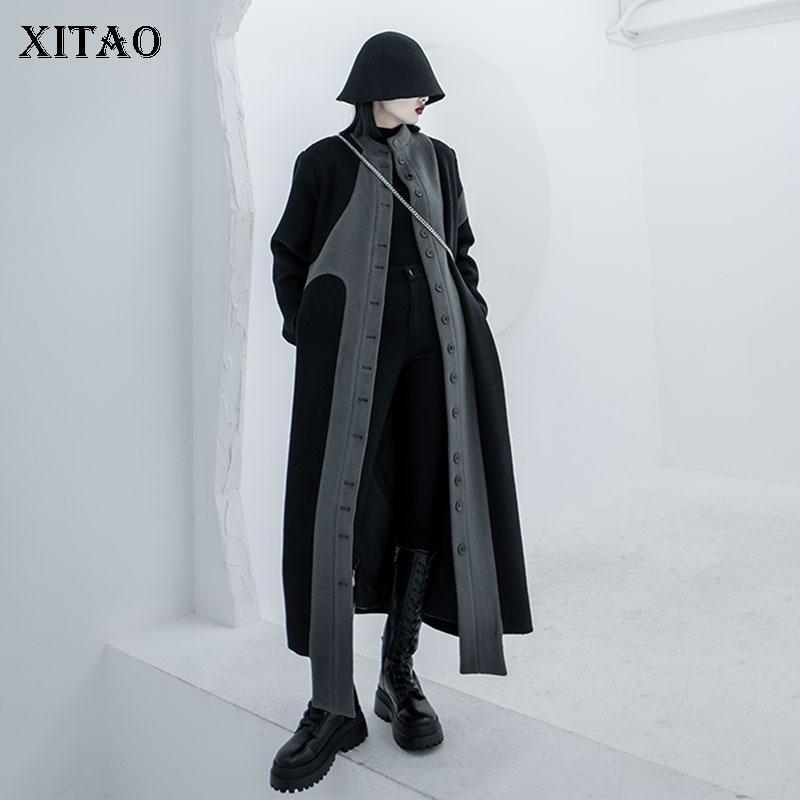 

XITAO Irregular Blends Fashion New Women Single Breast Full Sleeve Patchwork Long 2020 Winter Minority Elegant Coat ZY31591, Black zy3159