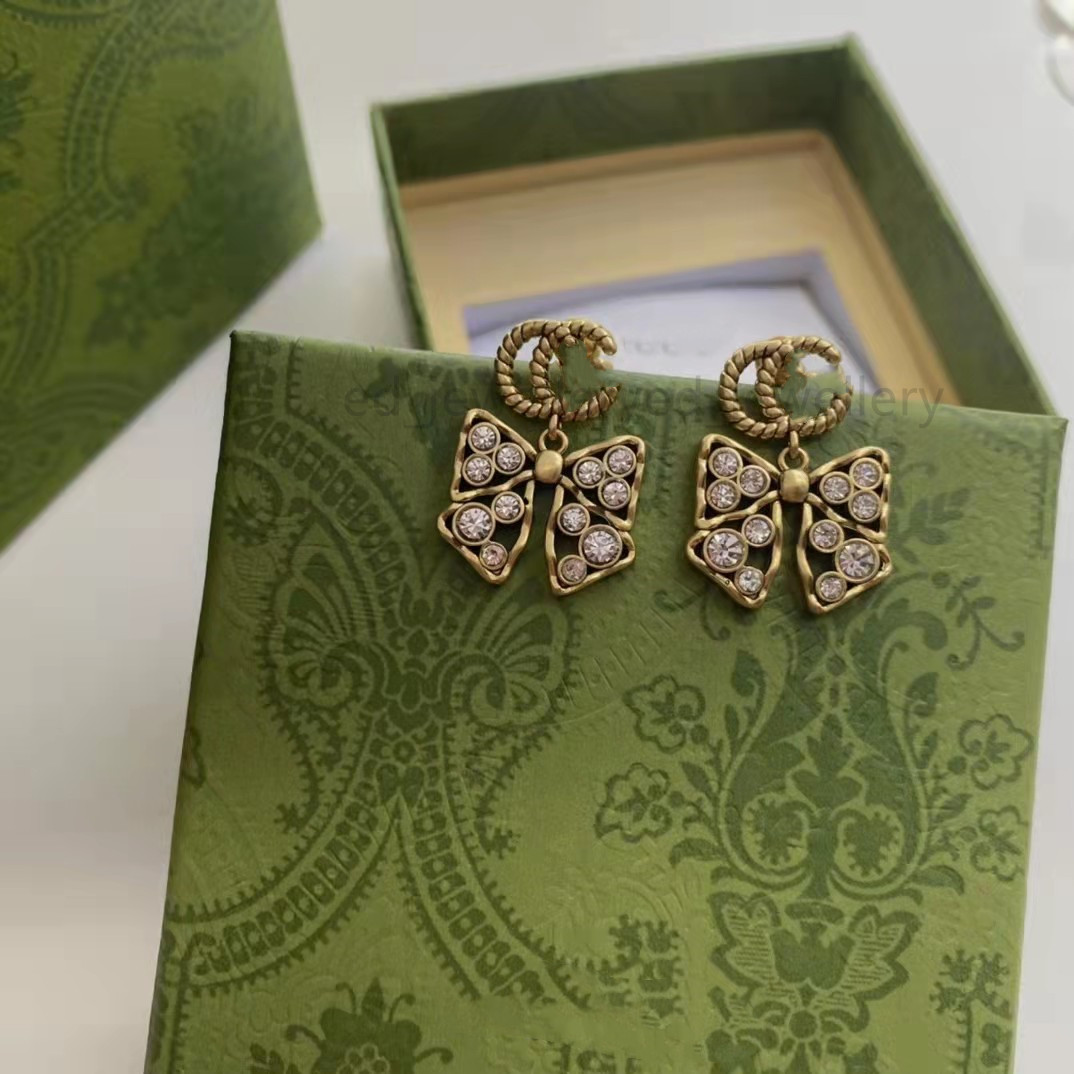 

Luxury designer, big brand hoop, high quality ring, pearl double letter G, golden Animal Butterfly Earrings, women's party, wedding couple gift jewelry 925 silver Alex ani