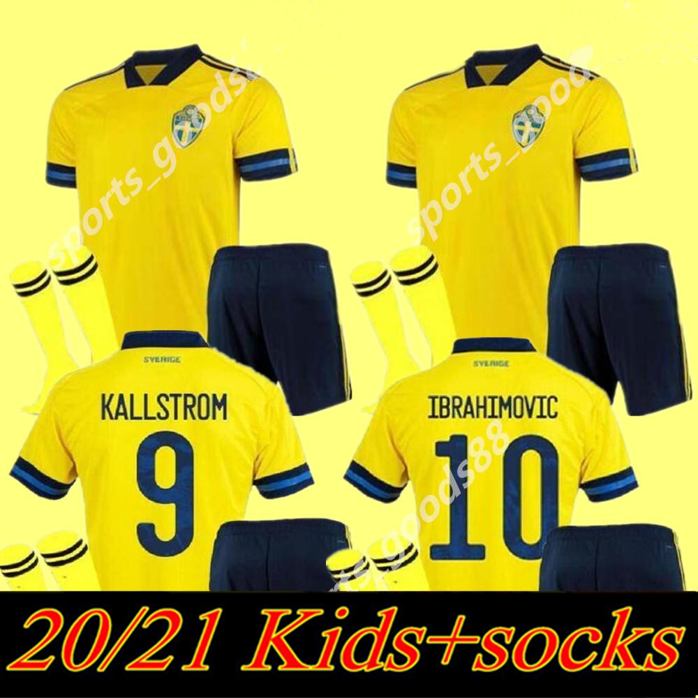 

20 21 Sweden soccer jerseys kids kits 2020 sverige home FORSBERG maillot de foot LINDELOF Guidetti adult boys football Shirt uniforms