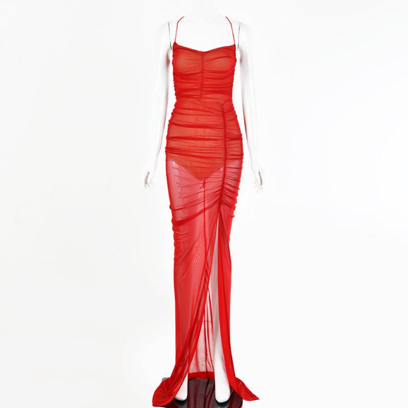 

2020 New Sexy Nightclub Wind Mesh Backless Dress Party Dress Women Dresses Summer Sexy Womens Formal Dresses Vintage, Black