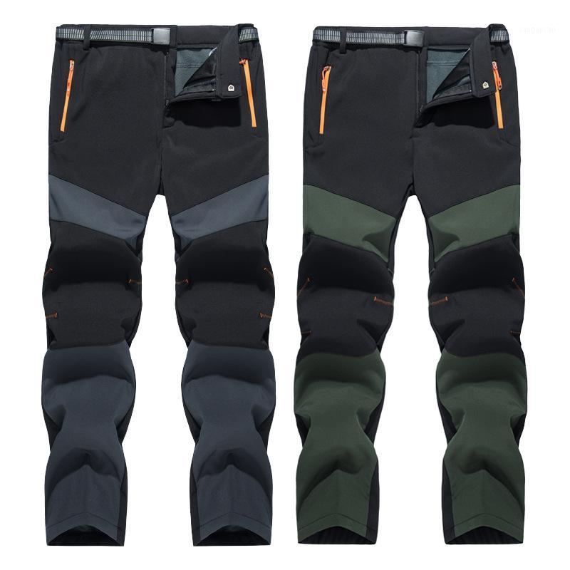 

New Autumn and Winter Men' Climbing pants Outdoor Plus Velvet Thickening Warm Waterproof Windproof Season Hiking Pant1, Black