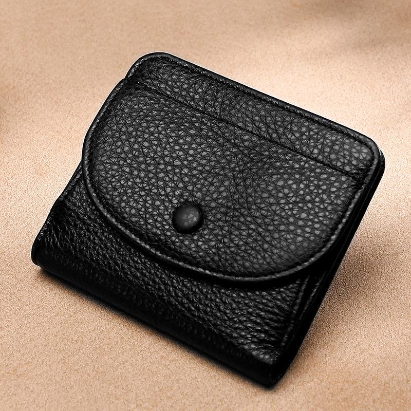 

Unisix Mini Wallet Genuine Leather Coin Purse Pocket Small Thin Leather Purse Women And Men Short Wallet Money Change Bag, Black