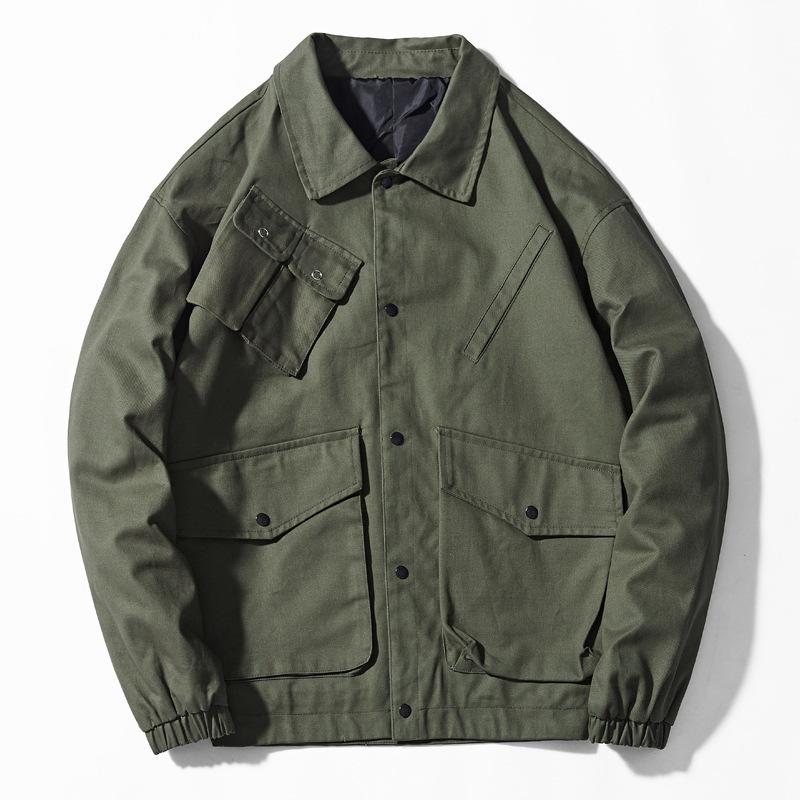 

2020 New Arrivals Men's Jackets Spring Autumn Cotton Jacket Coat Multi-pocket Casual Safari Style Trend Outerwear Male Clothes, Black