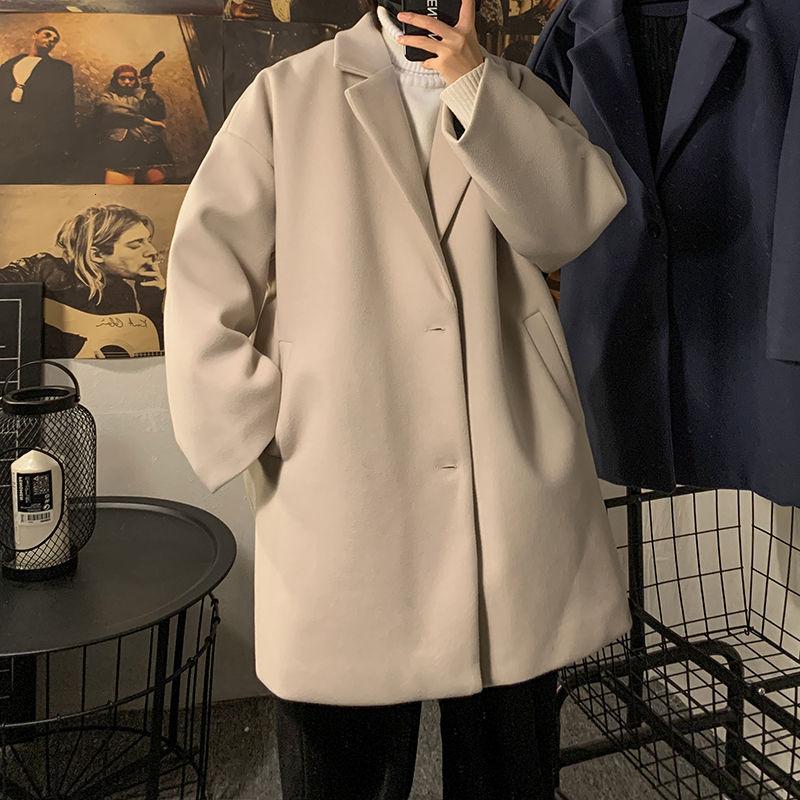 

Men's wool robe, wool collar, mixture, cotton bodice, -2xl winter coat men New Arrivals Turn-down Collar, Black