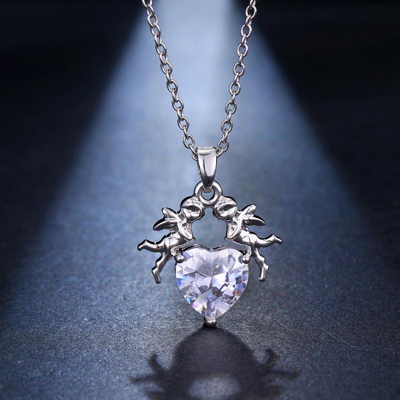 

Emmaya Originality Zircon Cupid Pendant Adjustable Necklace for Women Or Lovers Crystal Jewelry Wedding Gift