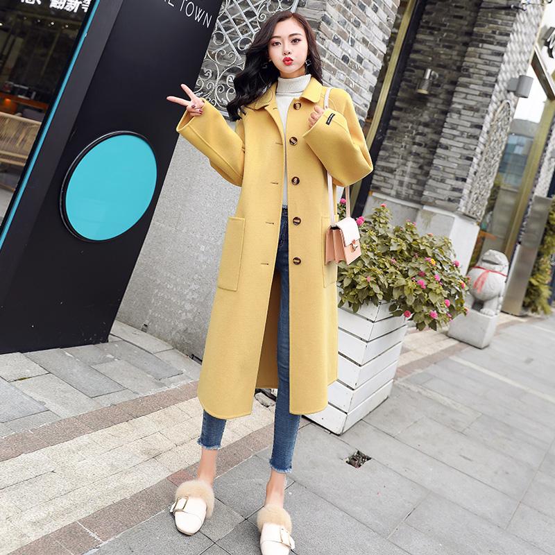 

Woolen Coat Womens Clothing 2020 New Autumn Winter Korean Fashion Mid-Length Loose Thicken All-Match Elegant Woman Woolen Jacket, Black