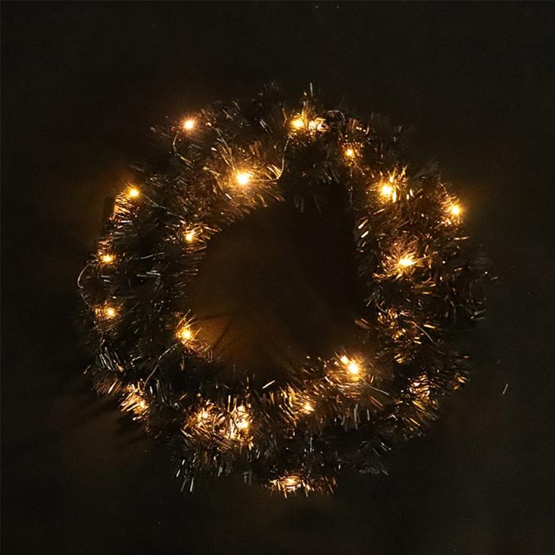 

Christmas Halloween Black Tinsel Artificial Flower Wreath for Home Garden Wall Decor Front Door Window Hanging Flower Garland, 8yy802291-1-n