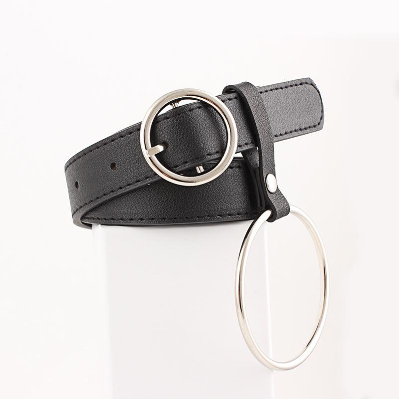 

HUOBAO New Round Buckle Belts For Women Heart Metal Buckle Black Women Punk Waist Belts Jeans Waistband ceinture femme