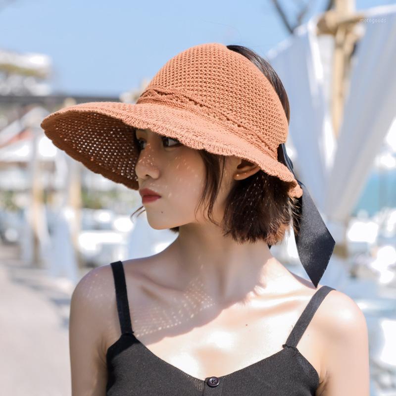 

Women Summer Sun Hat Beach Foldable Hat Black Bow Cap Khaki Sunscreen Temperament Flat Big Brim Straw Hats Outdoor1, Turmeric