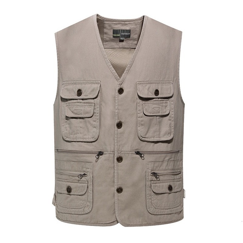 

2021 New Men Multi-pocket Classic Waistcoat Male Sleeveless Unloading Solid Coat Work Vest Photographer Tactical Masculino Jacket Vrub, Yellow