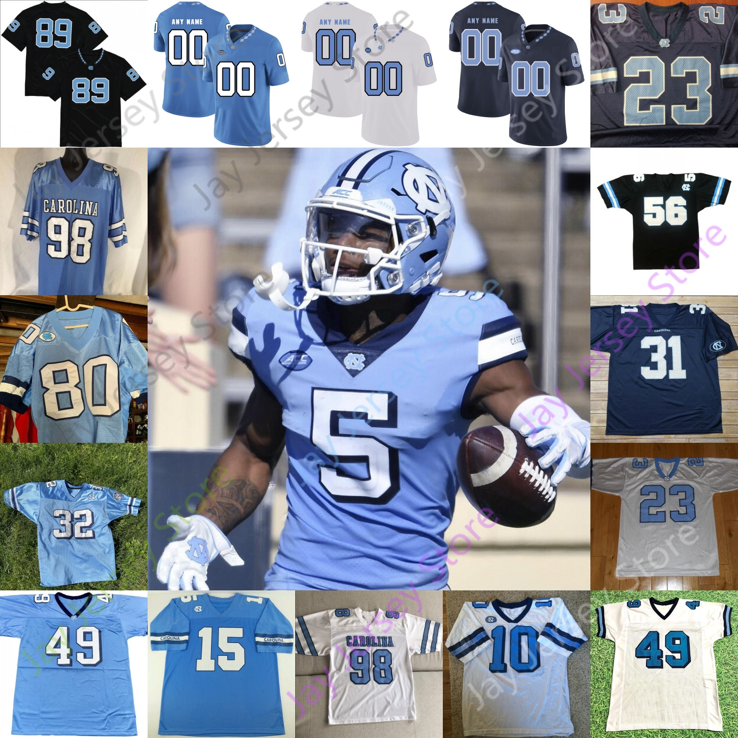 

North Carolina Football Jersey NCAA College Lawrence Taylor Mitchell Trubisky Ryan Switzer JULIUS PEPPERS Sam Howell Carter Williams Brown, Baby blue iv