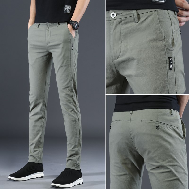 

Outdoor Sports Golf Pants Youth Men Spring Summer Thin Quick Dry Trousers Cotton Slim Stretch Breathable Leisure Pencil Pants, Light grey