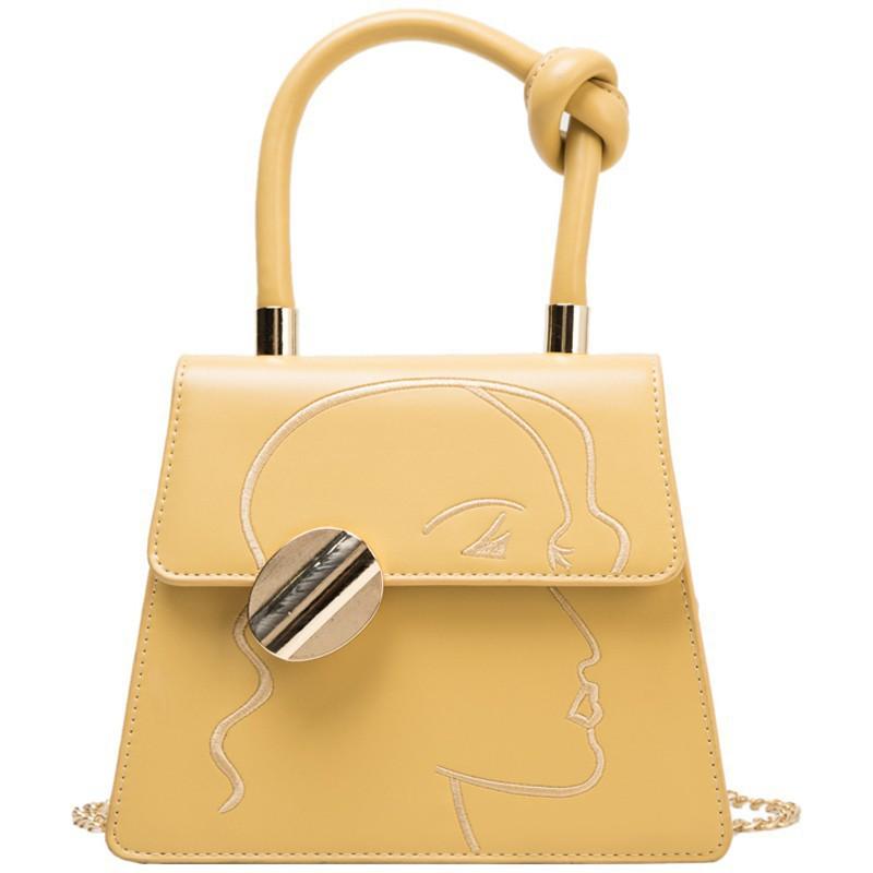 

Vintage Embroidery Ladies Handbag 2021 Trendy Knotted Ladies Messenger Bag Niche Design Women Small Square Bag Designer, Black