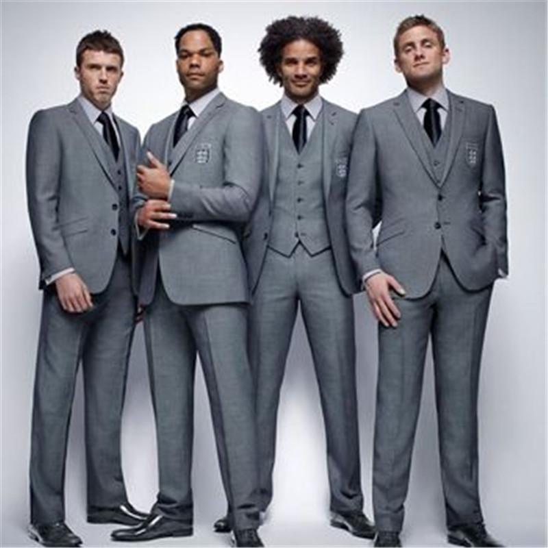 

New Groom Bridgegroom Grey Men Suits For Wedding 3Pieces(Jacket+Pant+Vest+Tie) Terno Masculino Groom Notch Lapel Blazer 509, Beige