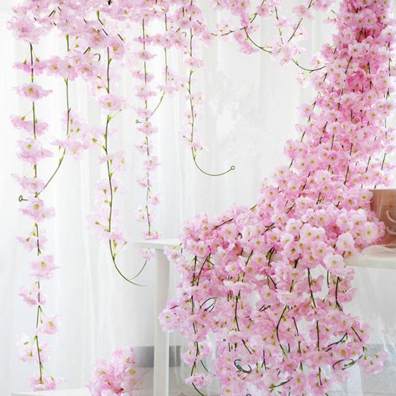

Fake flowers Cherry Rattan Wedding Vine Artificial flowers Home party decoration Simulation Silk Ivy wall Hanging