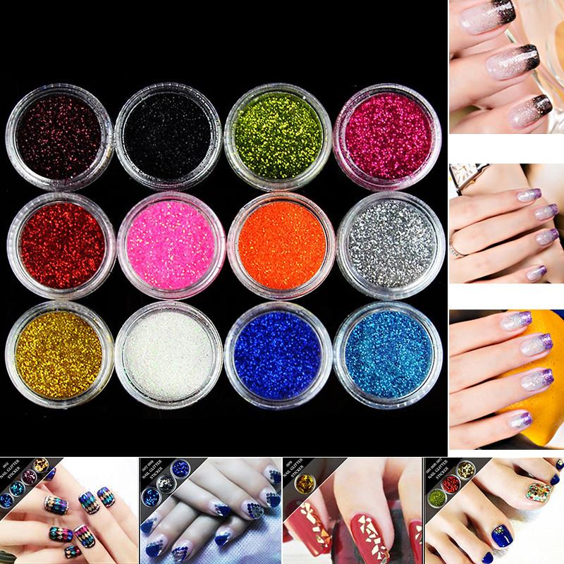 

12/24 Colours Nail Glitter Powder Sticker Nail Art Salon Decoration Dip Powder Gem Gel Polish Diy Acrylic UV Glitter