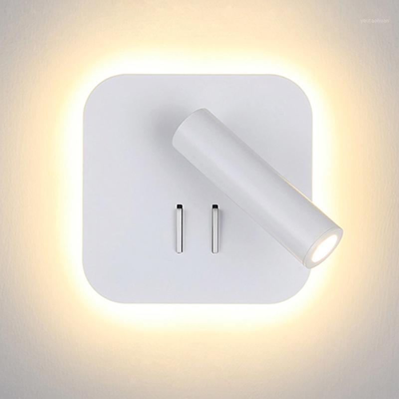 

LED Wall Lamp with switch 3W spotligh 6W backlight Nordic free rotation Sconce indoor wall light For Home Bedroom Bedside light1
