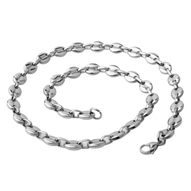 

11mm Wide 316L Stainless Steel Coffee Bean Link Chain Necklace & Bracelet Jewelry Gift 7-40inch