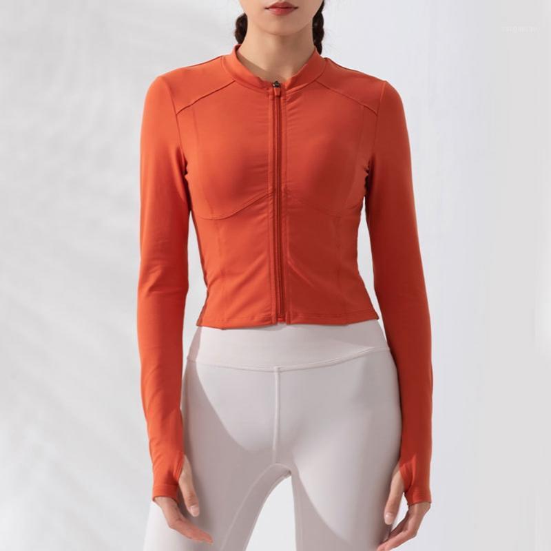 

Autumn Tight Workout Sport Coat Yoga Tops Women Zipper Nylon Jogger Fitness Jacket with Thumb Holes Training Running Jackets1, Purple