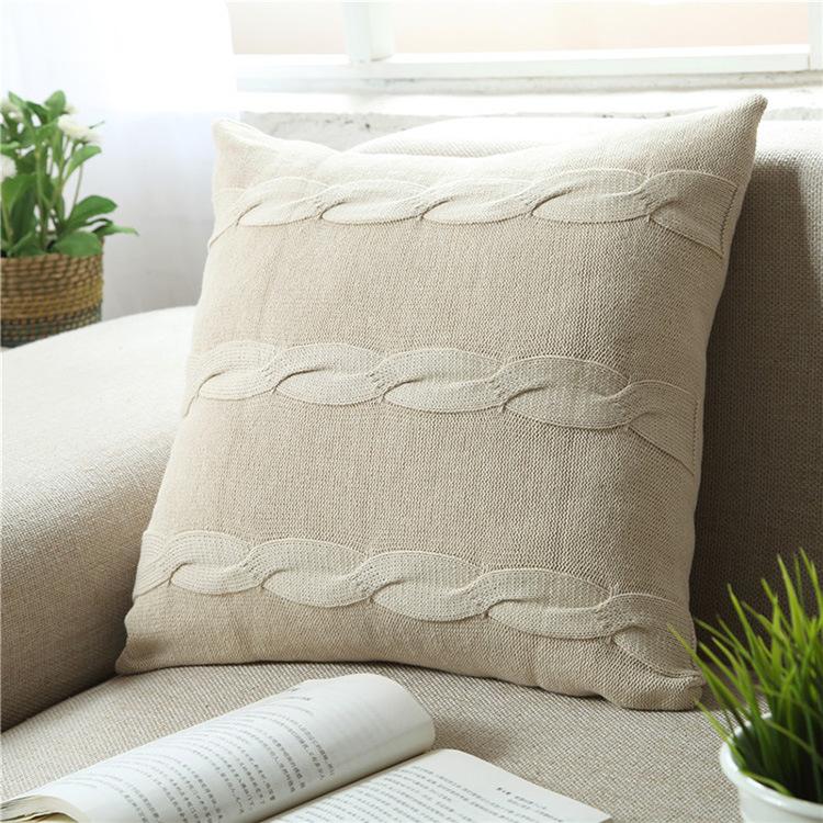 

45x45M classical knitted cushion cover sofa backrest pillowcase throw pillow cover solid brown/white/green/beige/coffee