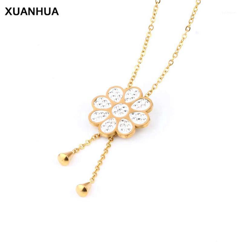 

XUANHUA Wholesale Stainless Steel Fashion Flower Necklace Accessories Chain Necklace Pendant Women Jewellery Valentines Day Gift1