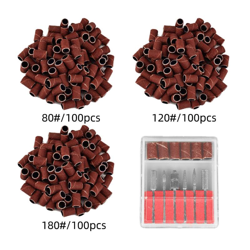

100pcs 80''/120''/180" Nail Drill Bits 6pcs/set Carbide Nail Drill Bit Manicure Sanding Band Manicure Tool Electric Machine