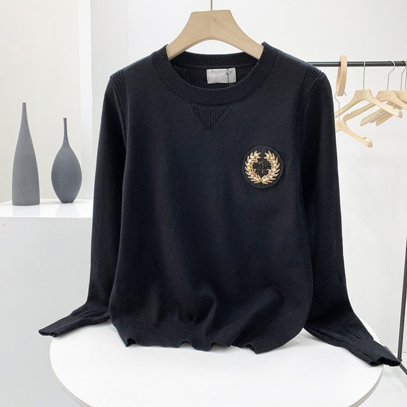 

2021ss designer womenSmall fragrance inlaid diamond embroidered sweater women' 2020 winter new loose round neck Pullover, White