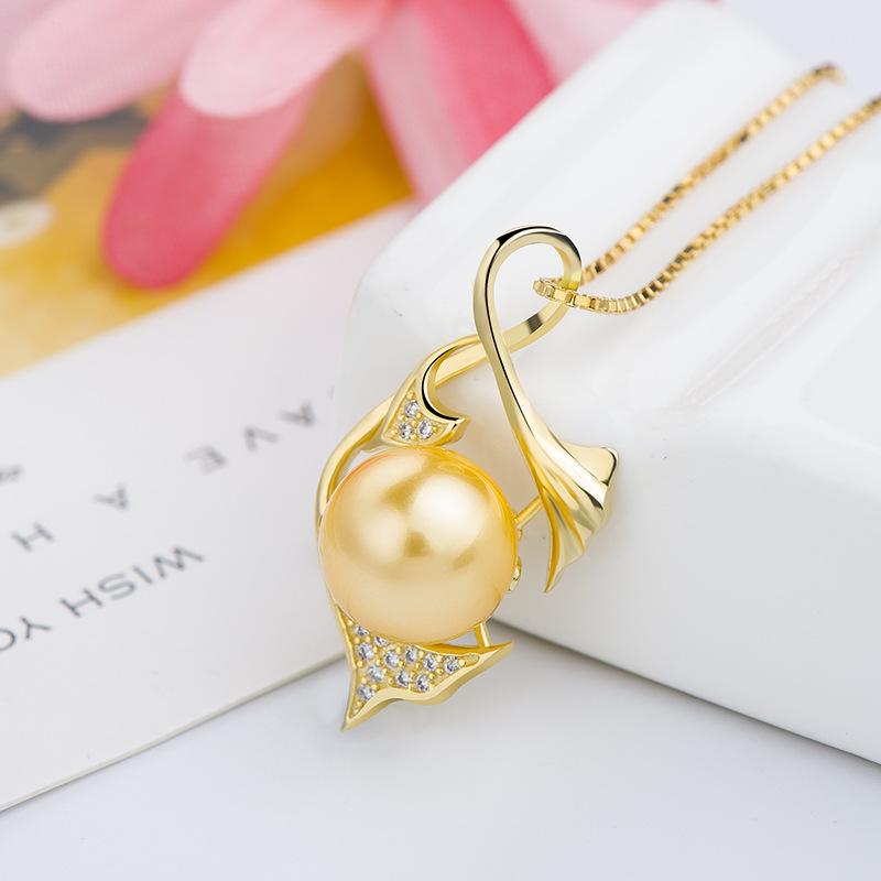 

NEW S925 Sterling Silver Clavicle micro-set Ornament Fashion Necklace Cartoon Mermaid Pearl Pendant Necklace For Woman