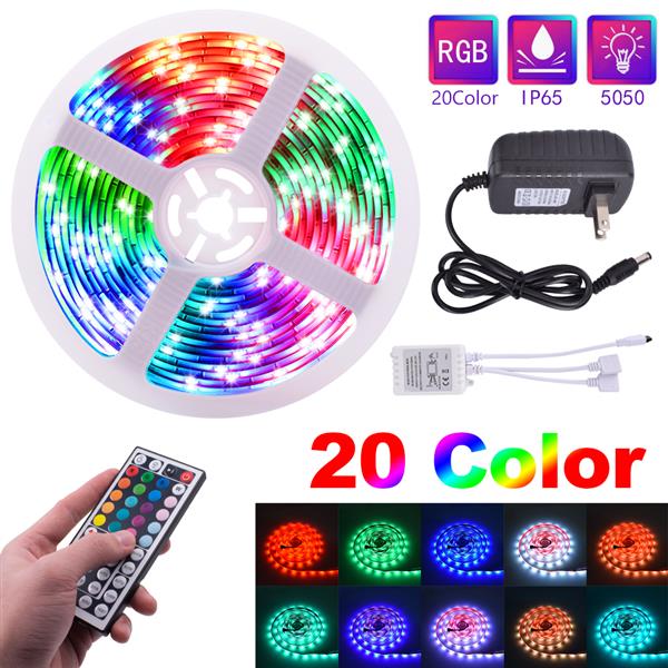 NOUVEAU en plastique 150-LED 12V-5050RGB IR44 Dimmable Strip Set Ensemble de bandelettes LED à télécommande à distance IR (plaque de lampe blanch