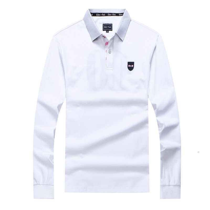 

2021 New Men's Eden Park Long Sleeve Polo Shirt Embroidery Masculina Business Chemise Homme Casual Cotton Man Solid Tops Plus M-3xl Nrya, Blue
