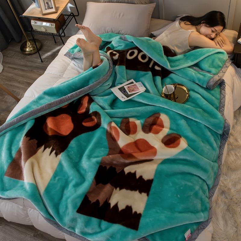 

Super Soft Warm Fluffy Weighted Blanket Double Layer Raschel Mink Blanket For Double Bed Winter Bed Linens Thick