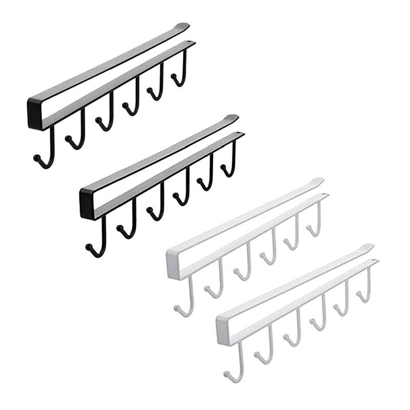 

New Six-Hook Kitchen Nail-Free Hook Cabinet Storage Rack Multi-Function Wardrobe Row Hook Finishing Rack