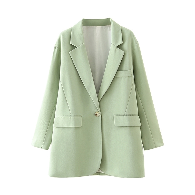 

2021 New Elegant Green Women Long Blazer Jackets Fashion Wedged Necklace Vintage Woman' Jacket Chic Ladies Suit MZDN
