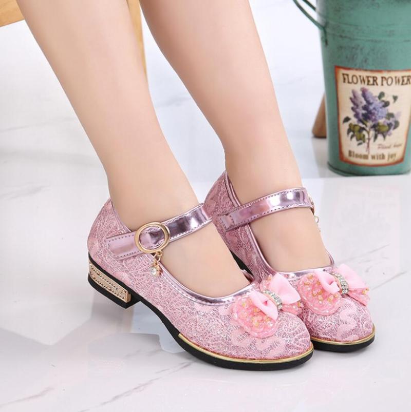 

Spring Children Shoes Girls High Heel Princess Dance Sandals Kids Shoes Glitter Leather Fashion Girls Party Dress Wedding, Gold