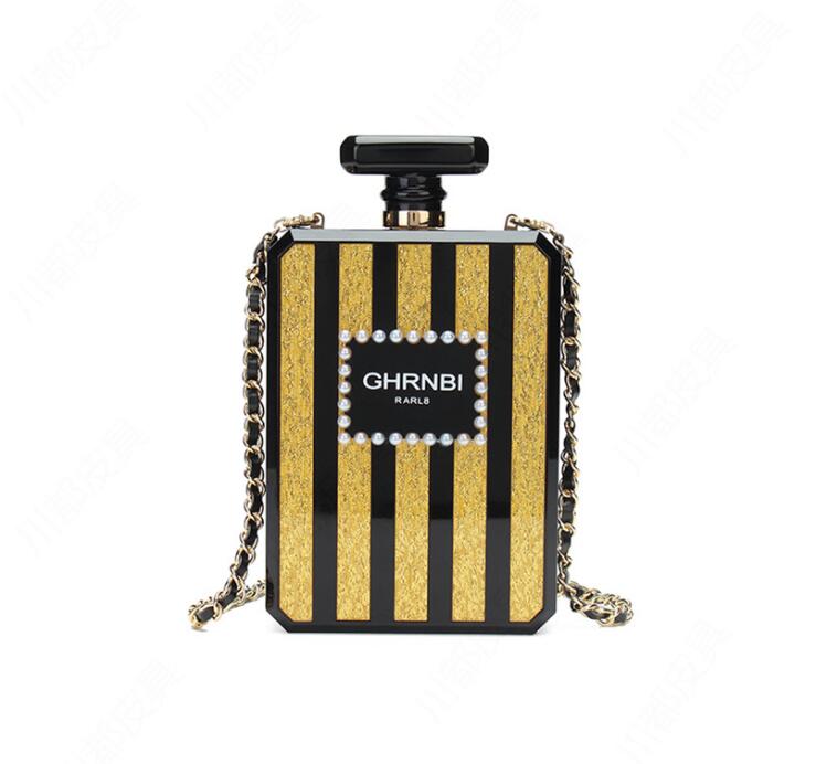 

High Quality Perfume Bottle Personalit Evening Bag Fashion Shoulder Crossbody Cosmetic Bags Trendy Female Totes Chain handbag Bridesmaid Bag, Pendant