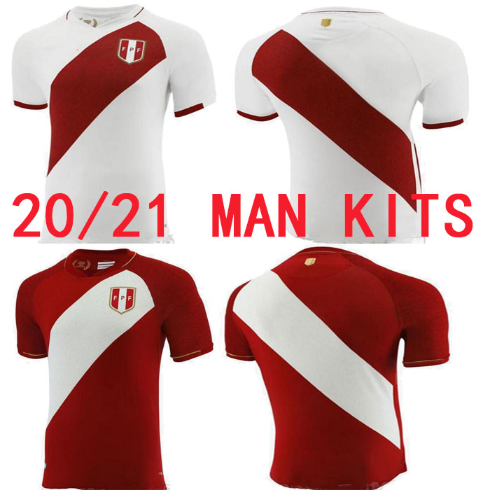 

2020 2021 Perú camisetas de fútbol Home white Away Red GUERRERO FARFAN CUEVA LAPADULA LORES Peru Soccer Jerseys MEN Football Shirt Uniforms, Wine red
